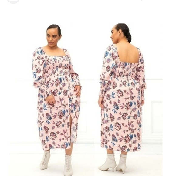 Eloquii plus size floral midi smoked bodice - Picture 1 of 3